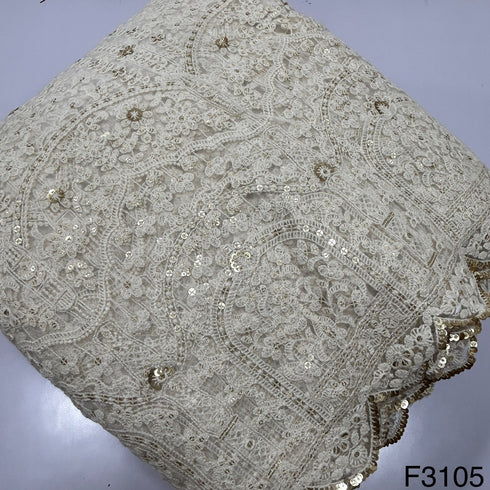 Dyeable Thread Sequins Embroidered Net Fabric-F3105